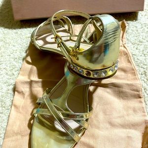 Miu Miu Gold Sandal 37